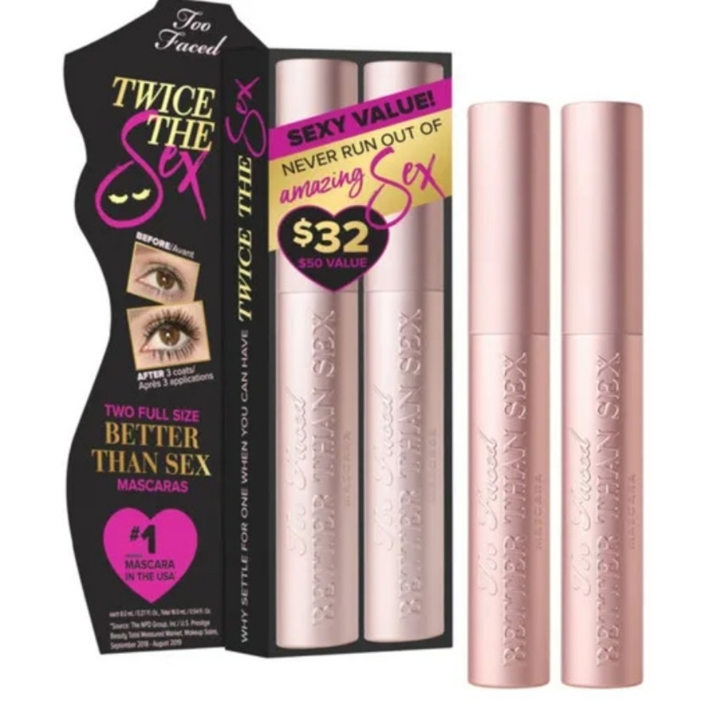 Brand new, Too Faced Better than s*x mascara, special edition x 2 worth 32$ USD